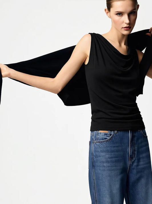 Amii Cowl Neck Women's Tank Top 2026 Summer New Stretch Knit Sleeveless Camisole Loose Casual Holiday Vest For Women 12622062