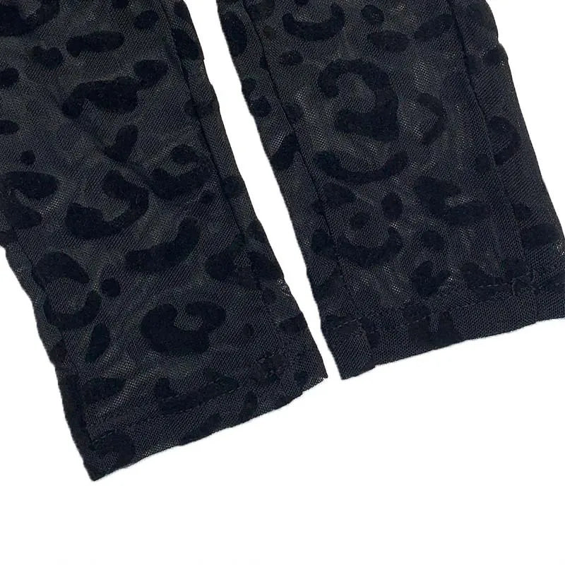Jumpsuit Women 2023 Spring Fashion Leopard Print Mock Neck Casual Long Sleeve Skinny Daily Semi-Sheer Jumpsuit Y2K Streetwear
