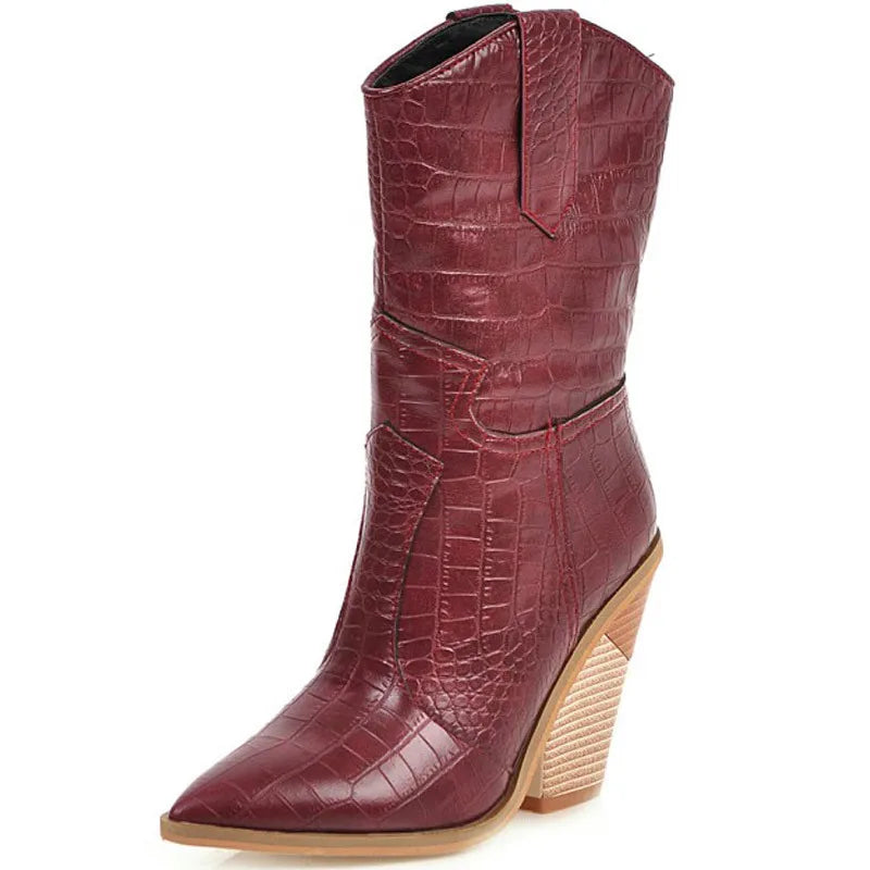 Fish Scales Pattern Leather Boots Women Custom Pointed Toe Thick High Heel Ladies Ankle Boots Fashion Dress Shoes Women WSH3463
