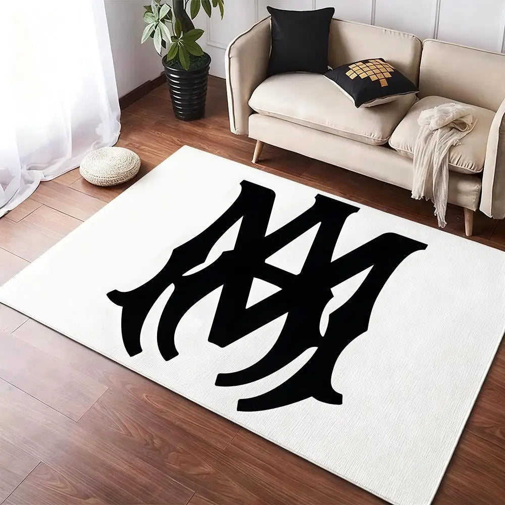 Brand Logo A-Amiri Floor Mat Soft Thickened Non-Slip Washable Door Mat for Living Room Home Decor Flannel Rugs
