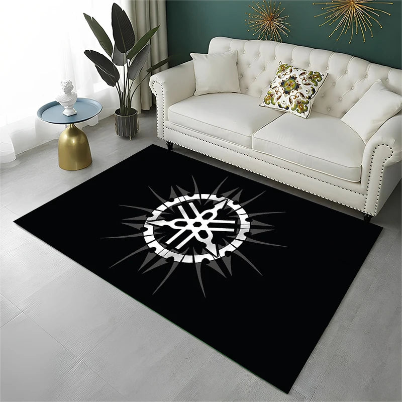 3D Y-Yamaha Racing Moto Sign Carpet Rug for Playroom Bedroom Living Room Sofa Home Decor,kids Game Area Rug Non-slip Floor Mat