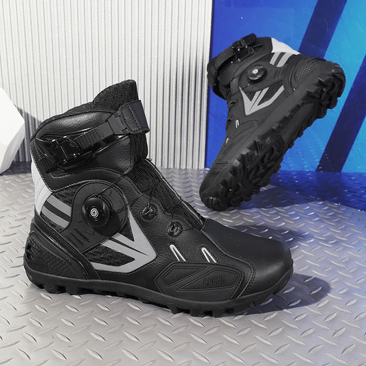 Men Motorcycle Boots New Breathable Motorbike Shoes TPU Protective Men's Motorcycle Shoes Rubber Anti-Slip Motos Riding Boot