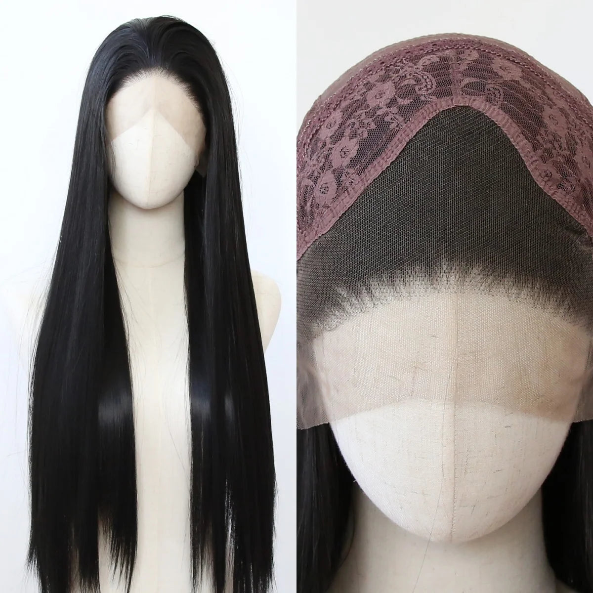 Ashely 13*4 Dark Brown Synthetic Lace Front Wigs Brown Long Straight Lace Front Wig for Women Pre Plucked Natural Hairline