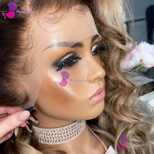 #4/27 Brown Light Blonde Loose Wave Glueless Human Hair 13x4 Silk Top Lace Front Wigs Bleached Knots 13x6/360 Lace Front Wigs
