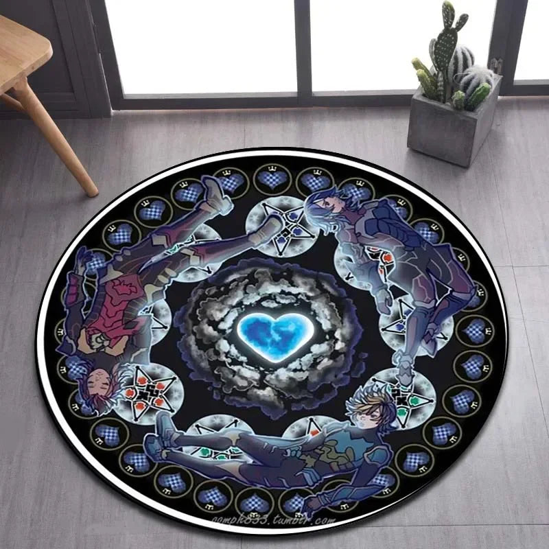 Kingdom Hearts Cartoon Pattern Area Rug Round Floor Mat Living Room Carpet Bathroom Kitchen Rug Doormat Non-slip Floor Mat