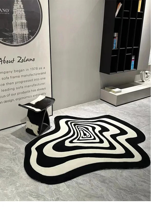 Modern Irregular Carpet Living Room Bedroom Home Decoration Rug Black White Floor Mat Entry Doormat Area Rugs Machine Washable