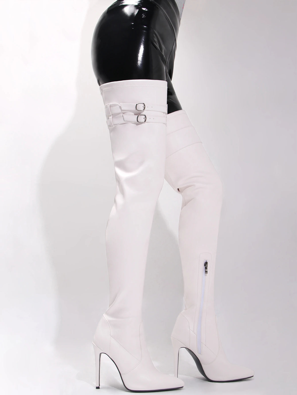 Long Boots for Women White Sexy Over Knee Boots Pointed Toe High Heels Autumn Winter Ladies Shoes Side Zipper Thigh High Boots