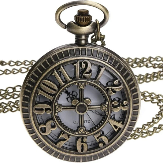 Exquisite Time Hollow Quartz Pocket Watch Mini Vintage Necklace Clock Cross Digital Men's and Women's Best Gift Accessories
