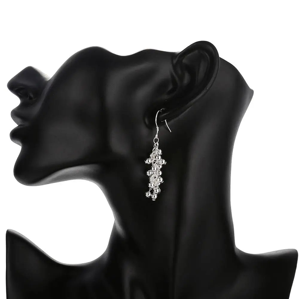 Hot Silver color Creative grape beads drop earrings for Woman Fashion party fine Gifts elegant noble Jewelry