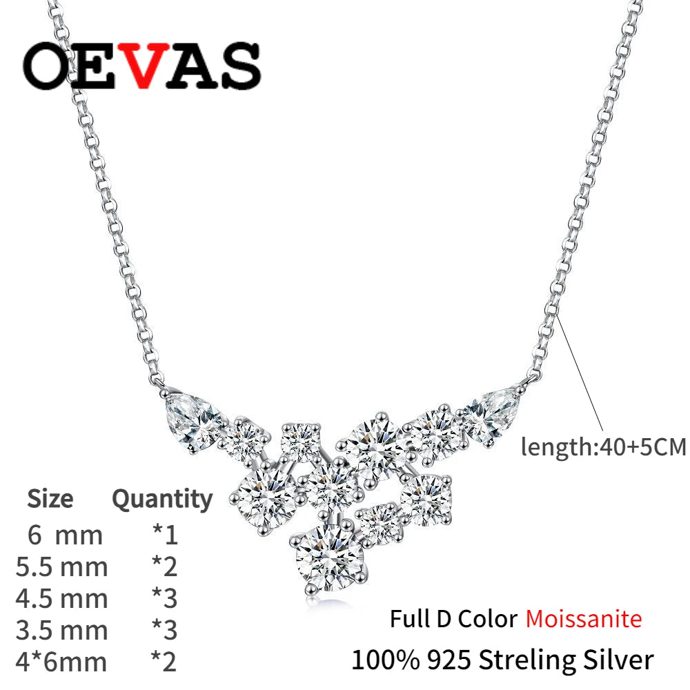 OEVAS Full Moissanite Pendant Necklace For Women S925 Silver Sparkling Wedding Chain Party Fine Jewelry Can Pass Diamond Test
