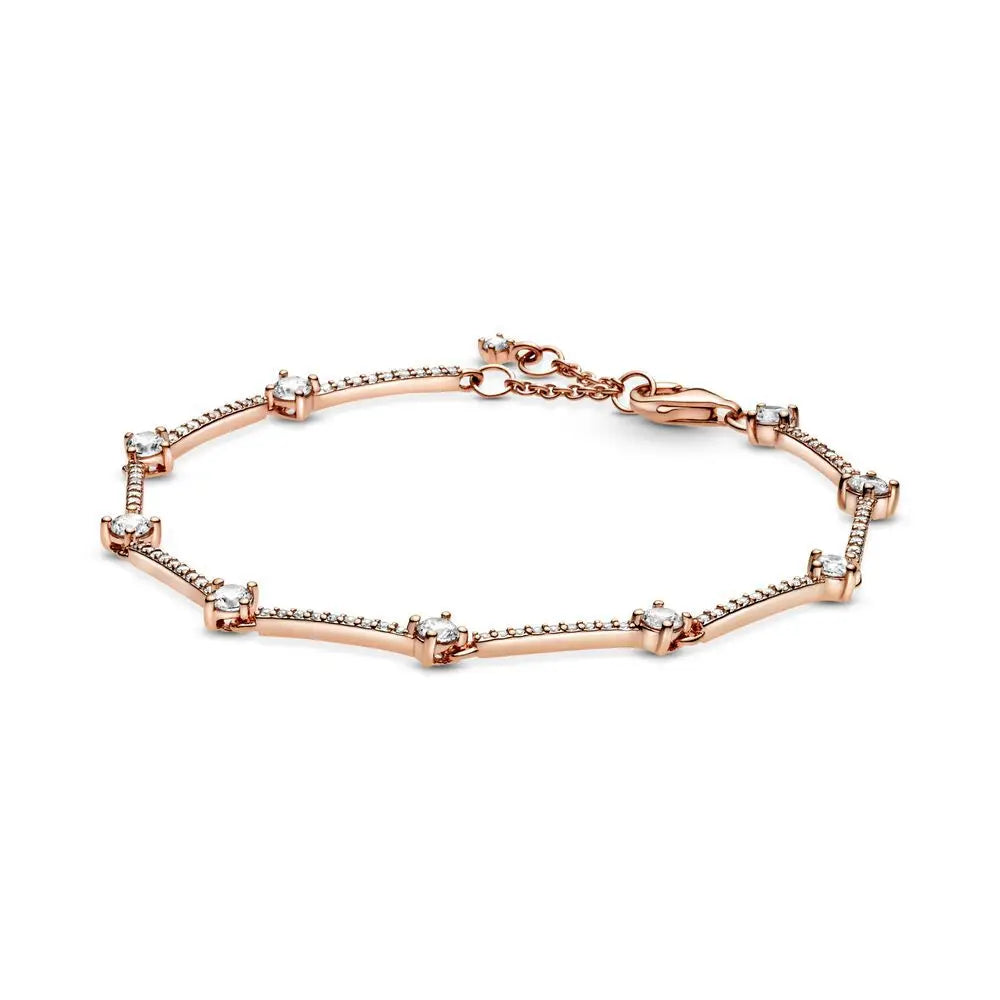 2026 New 100% 925 Sterling Silver Sparkling Hidden Full Zircon Luxury Charm Bracelet for Women DIY Exquisite Decoration Jewelry