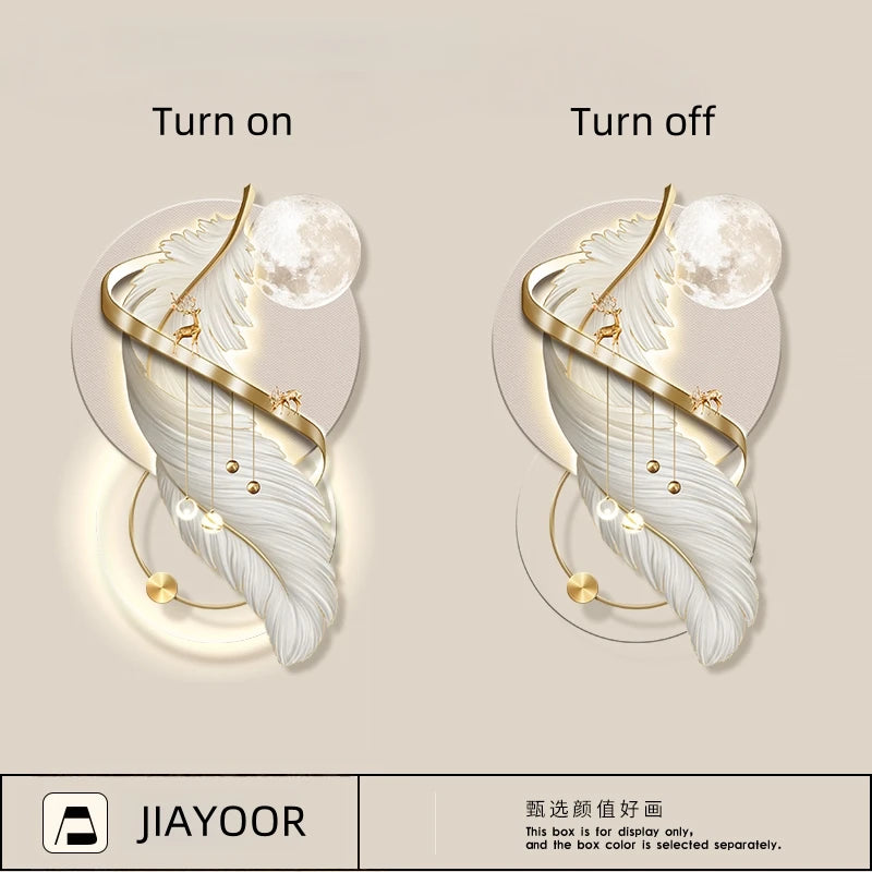 Entrance LED Mural Light Feather For Corridor Living Room Hallway Kitchen Modern Hanging Paintings Home Decoration Art Wall Lamp