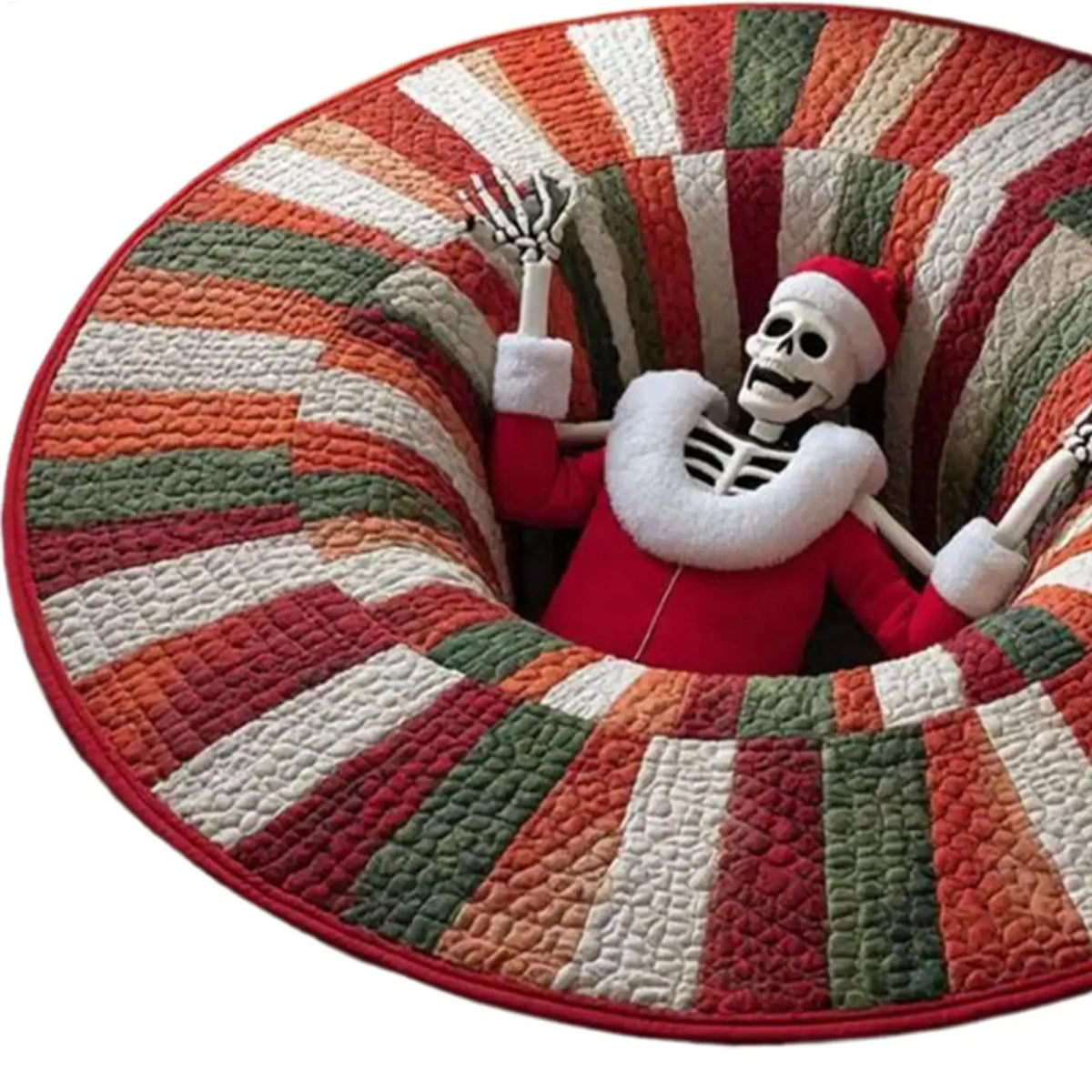3D Rugs Optical Illusion Christmas Home Decor Skeleton Round Quilted Holiday Bathroom Carpet For Kitchen Entryway Entrance