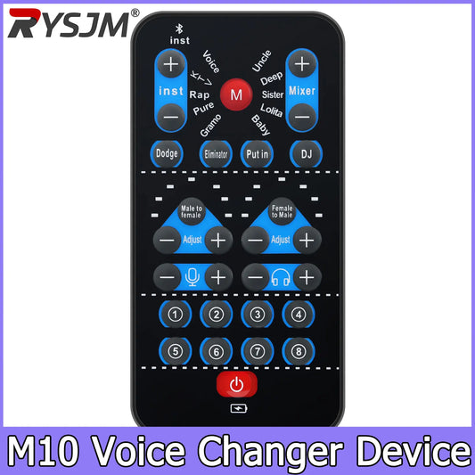 Recording Sound Card M10 Voice Changer Device Handheld Live Sound Card Sound Board Set for Podacsting Broadcasting Singing Recor