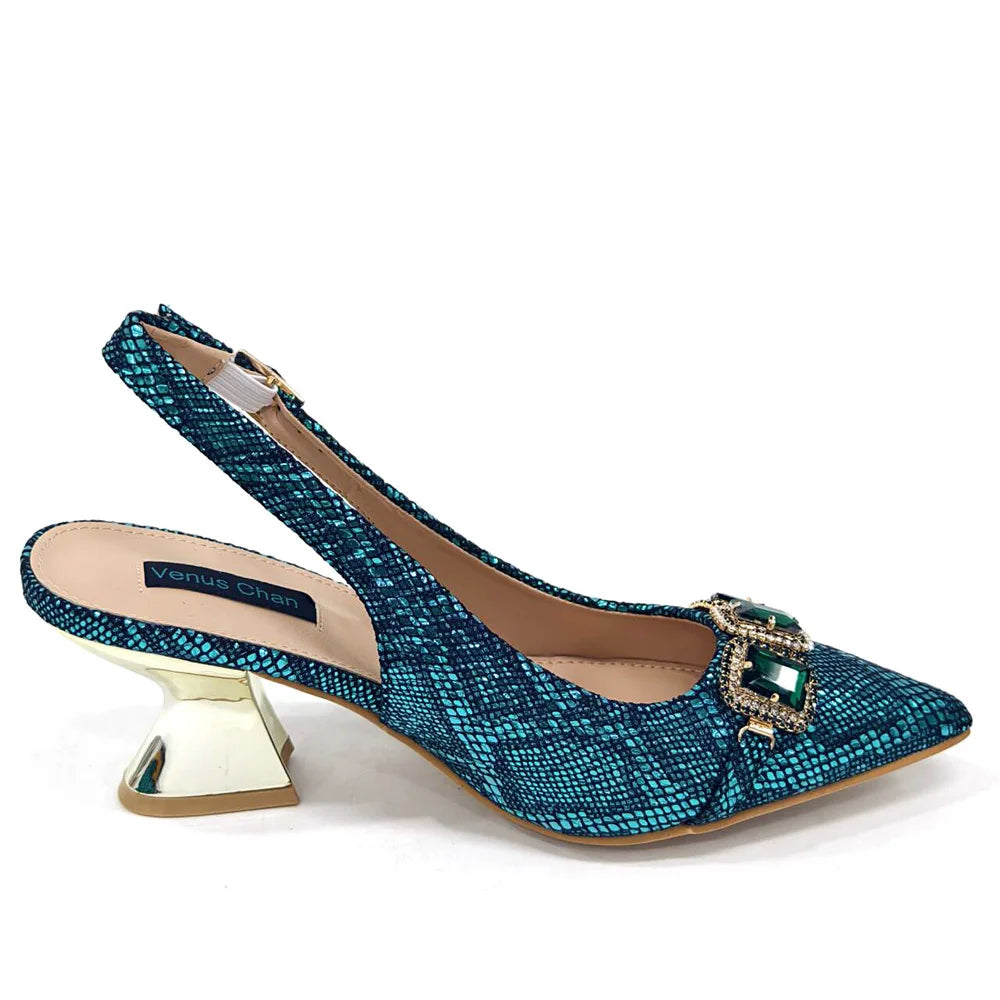 2024 Rhinestone Pointed-Toe High Heels Shoes and Bags Set for Women Wedding and Party Elegant Luxury Fashion in Wine Color