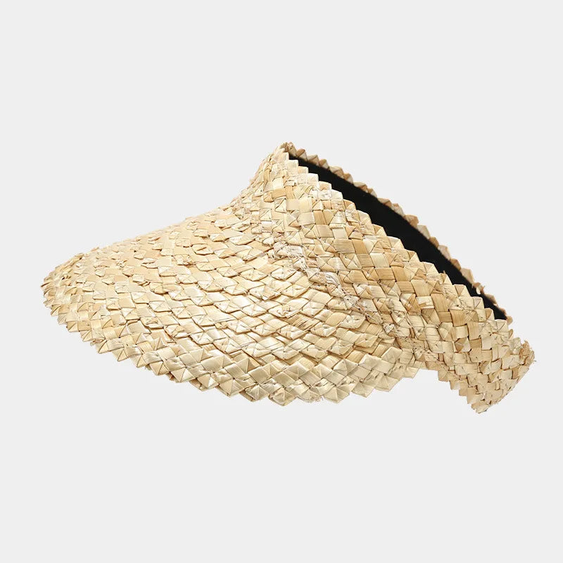 1pc Straw Sun Visors & Hats for Women Outdoor vacation sun protection beach hat Beach Hats for tralve,Handmade,Sun Protection