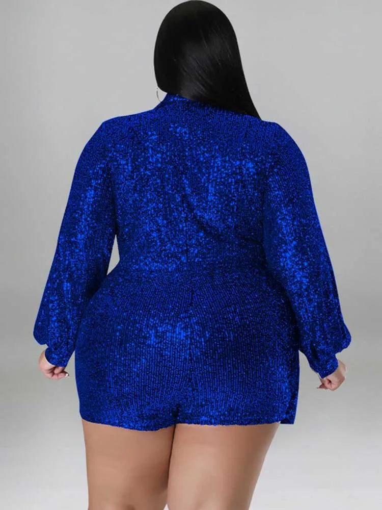 Jumpsuits Women Elegant Luxury Plus Size Party Ladies Long Sleeve Jumpsuit with Sequins 3xl 4xl 5xl Sexy Evening Woman Jumpsuit