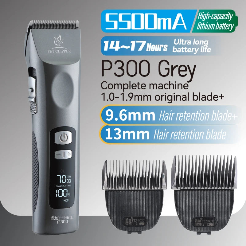 Fenice Cordless Rechargeable Pet Clipper Low Noise Professional Pet Hair Cutting Machine Grooming Trimmer Shaver Kit for Animals