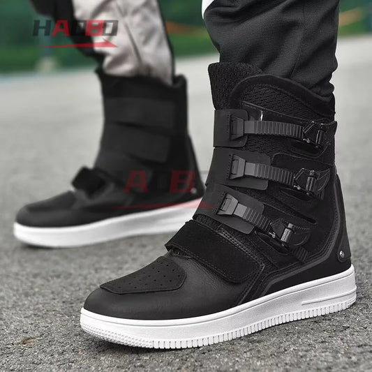 Waterproof Motorcycle Boots Motocross Boot Motobike Riding Shoes Mid Upper with Gear Shift Rubber Soles Anti Slip Wear-Resistant