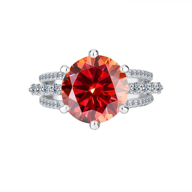 Classic Six-Claw PT950 Platinum Ring Set for Women, 5 Carat Moissanite, Sansheng Sanshi (Three Lives Three Worlds) Style