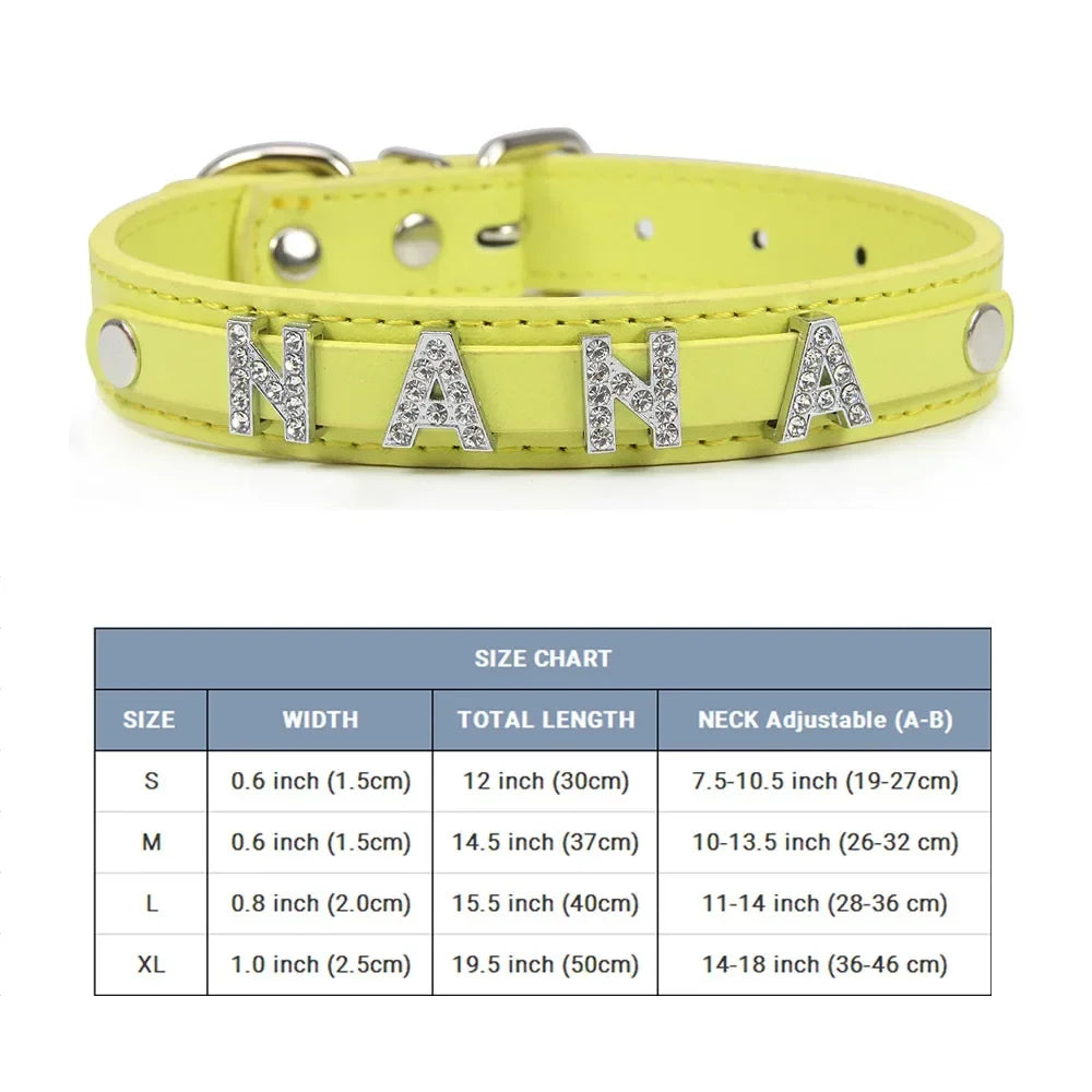 (Free Bling Rhinestone Letter)Custom Pet Cat Dog Collar Leather Puppy Collars For Small Medium Dogs Target Personalized Id Name