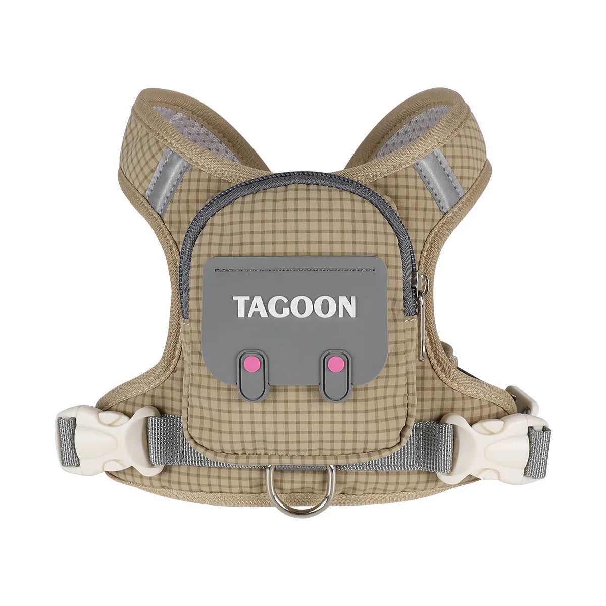 Dog Backpack Harness Cute Plaid Outdoor Self-Carrying Bag for Pets Puppy Chest Vest for Walking Adjustable for Small Medium Dogs