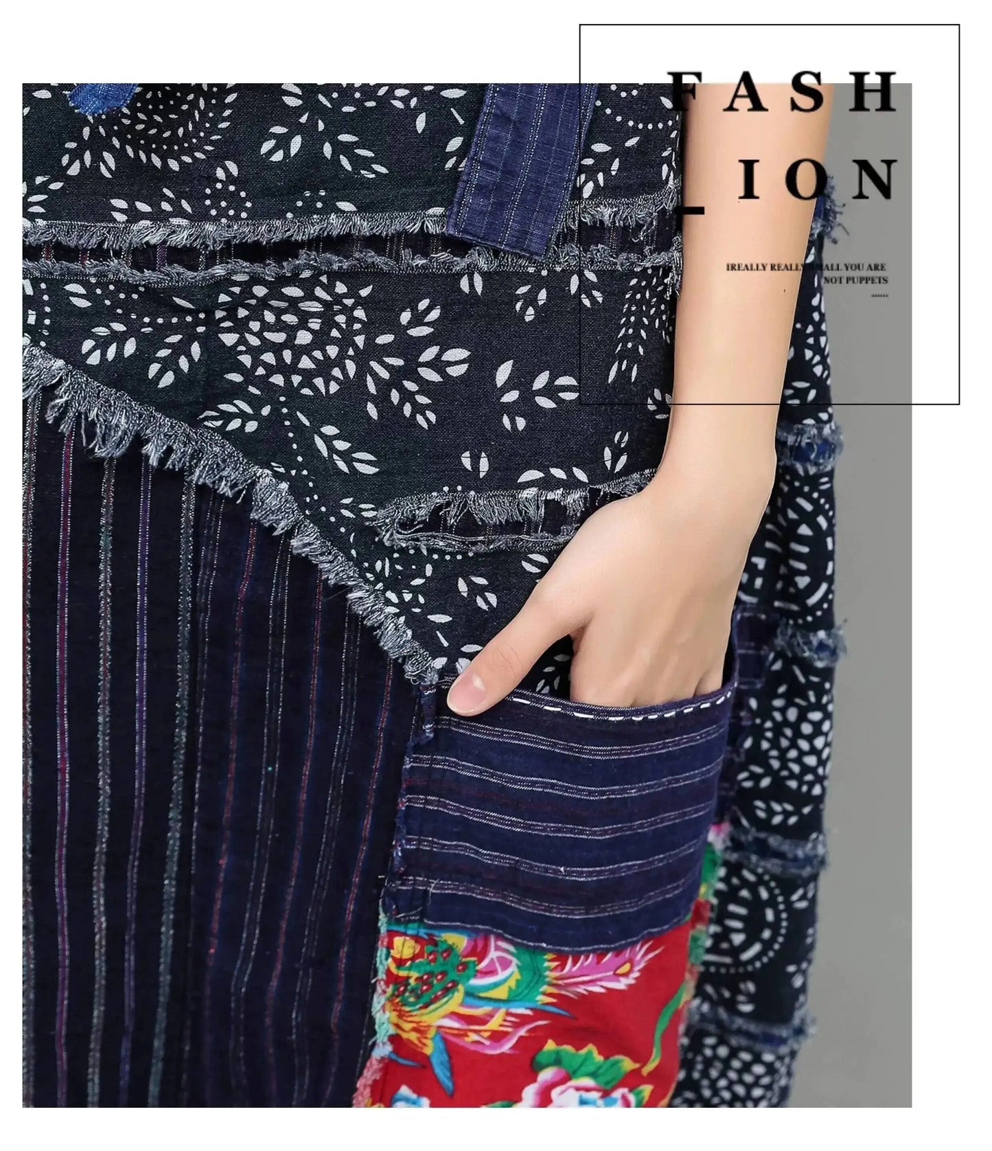 Unique Niche Women Cotton-linen Patchwork High-waist Overalls Large Pockets Sleeveless Jumpsuit LX6266