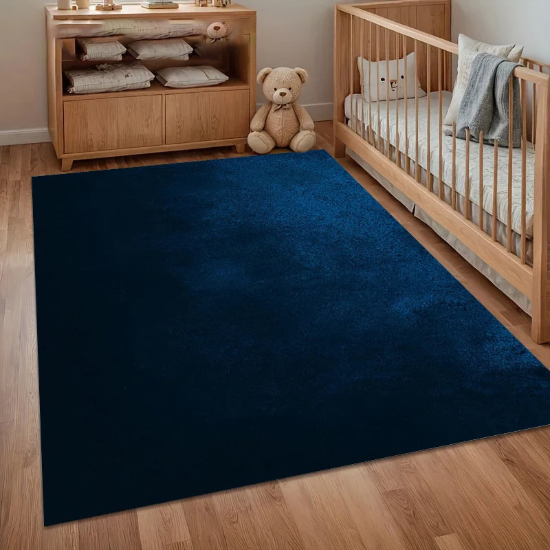 Solid Navy Blue Velvet Area Rugs Non-Slip Entry Door Mat Washable Carpet for Living Room Bedroom Home Decor Washroom Floor Mat