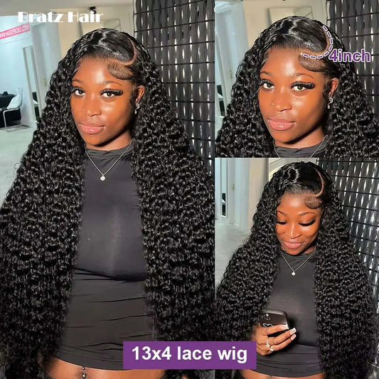 Glueless 13x4 Lace Frontal Pixie Curly Wig Human Hair 360 13x6 Deep Wave Wigs for Woman Ready to Wear Glueless Wigs 300 Density