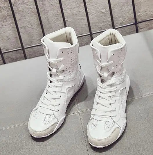 Women Shoes White High Top Sneakers Spring Summer Women Casual Shoes Fashion Shoes Breathable Solid Color Flat With boots