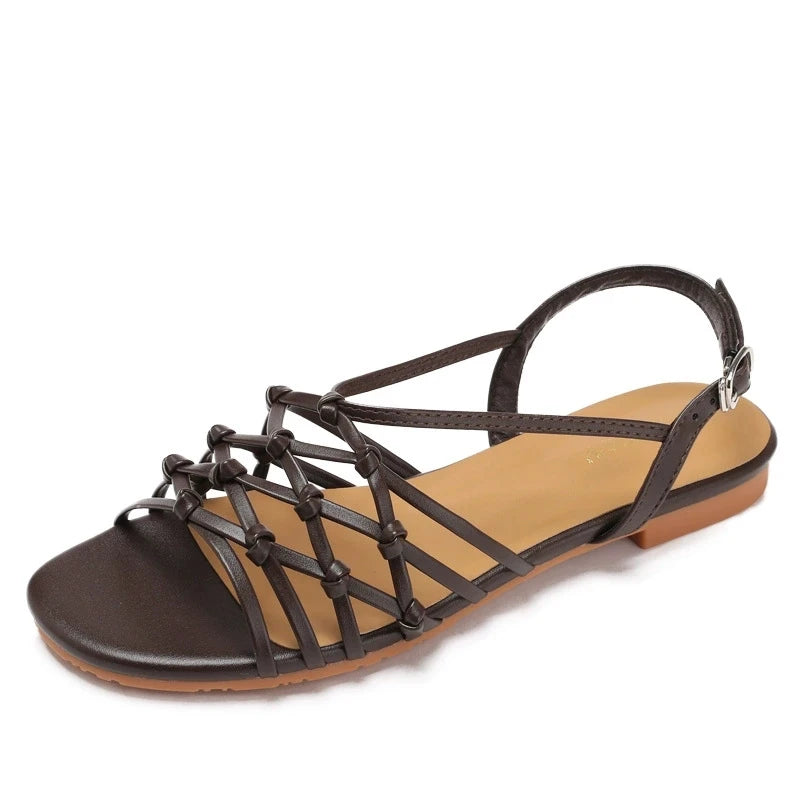 ZAROY Luxury Gold Gladiator Flat Sandals Woman Summer Narrow Band Open Toe Roman Shoes Casual Strap Sandalia Zapatos босон