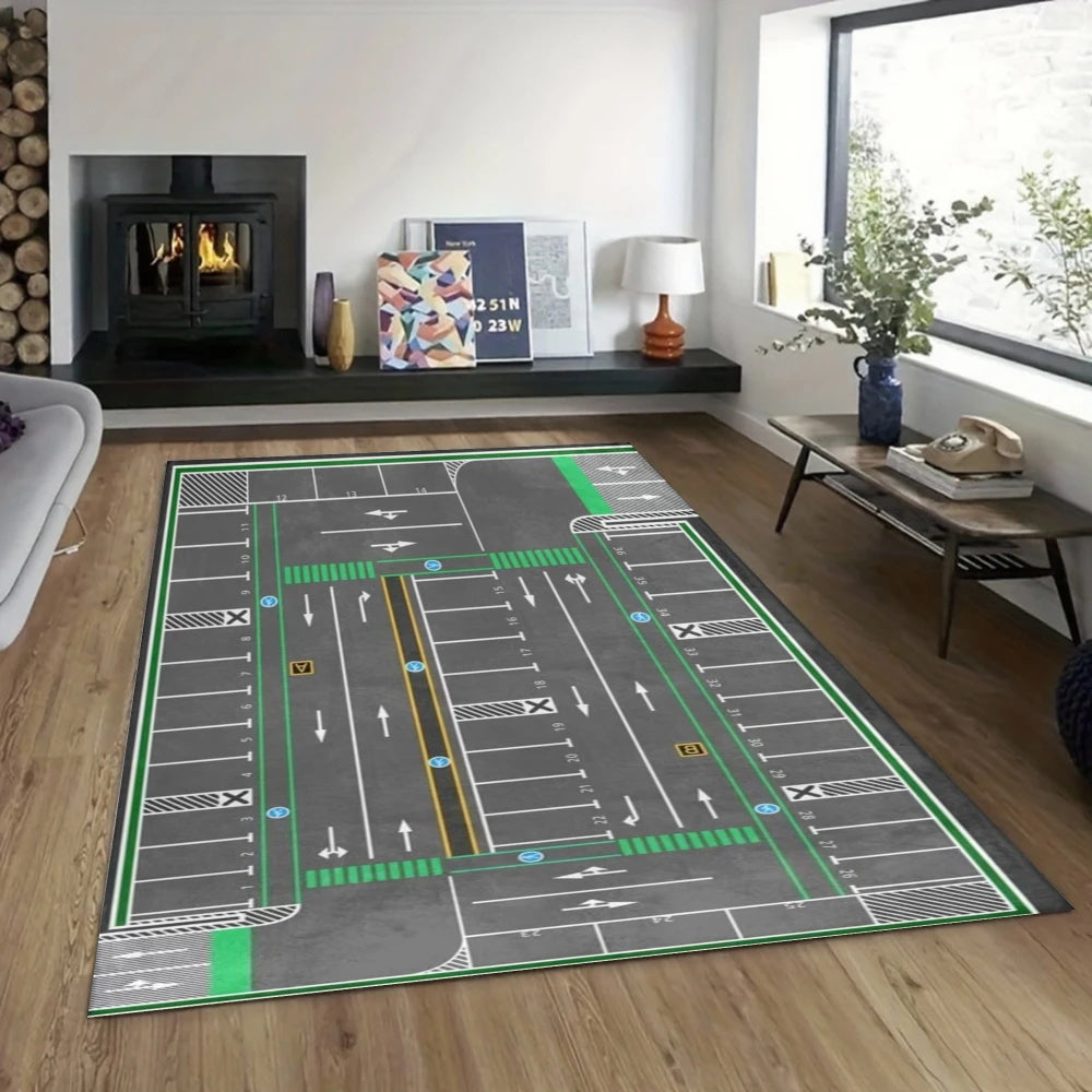 Kids Airport Runway Carpet Play Rug Mat for Living Room Game Area Home Decoration Rugs for Bedroom Living Room Decoration Rugs