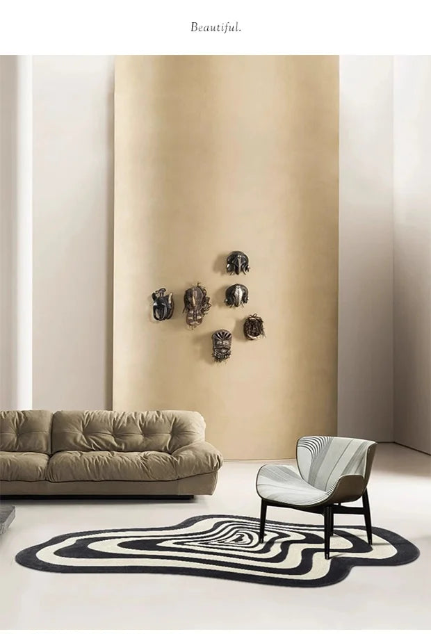 Modern Irregular Carpet Living Room Bedroom Home Decoration Rug Black White Floor Mat Entry Doormat Area Rugs Machine Washable