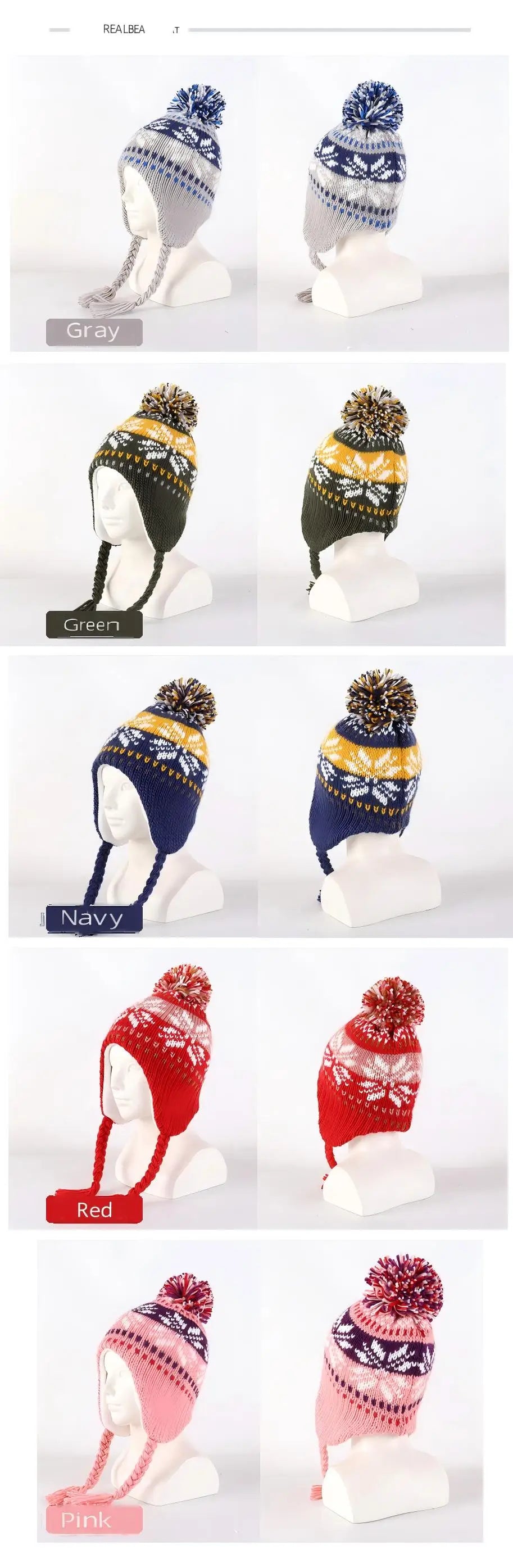 Toddler Boys Girls Winter Hats Earflaps Beanie Fleece Lined Knit Kids Hat