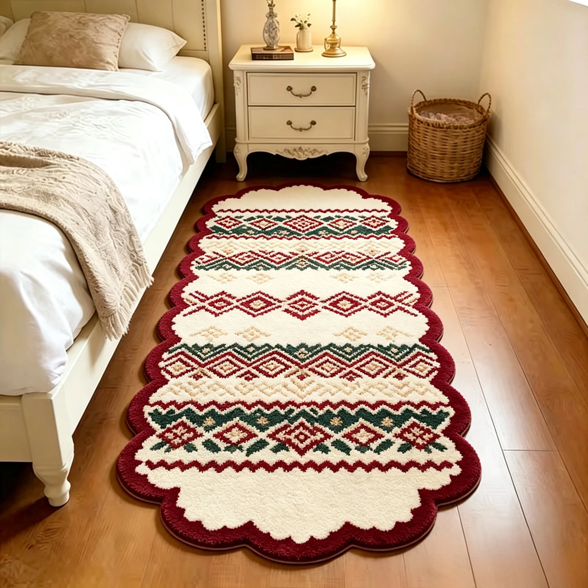 Christmas Living Room Decoration Red Carpet Irregular Shape Rugs for Bedroom Thick Plush Bedside Floor Mat Fluffy Soft Study Rug