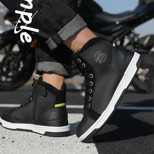 Men's Motorcycle Boots Fashion Breathable Man Motorcycle Shoes TPU Protection Motocross Riding Shoes Men Motorbike Boot