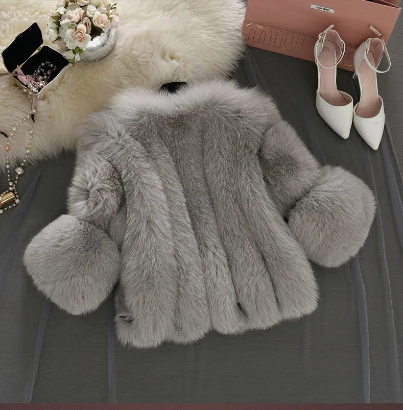 2026 Winter Pink Plus Size Faux Fur Coat Women Elegant Long Sleeve Fluffy Cardigan Jacket Ladies Large Thick Warm Furry Outwear