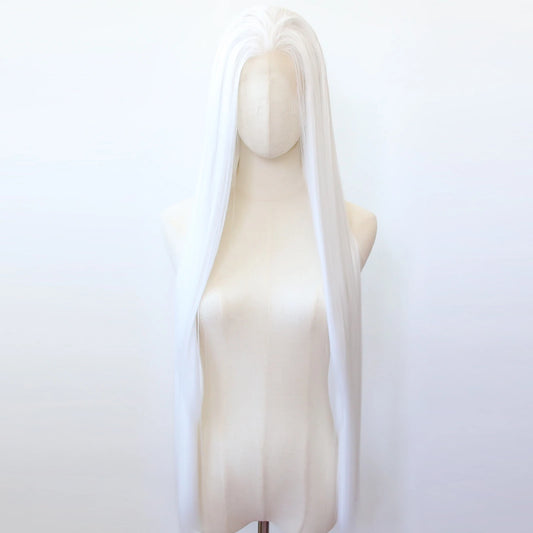 Pure White Synthetic Lace Front Wig 40inch Long Straight Snow White Lace Front Synthetic Wig Pre Plucked Natural Hairline