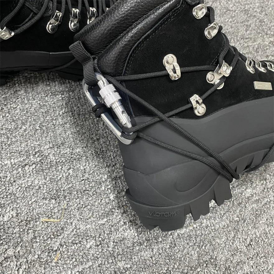Customized Men Leather Black High Quality Functional Thick soled Motorcycle Hiking He Boots