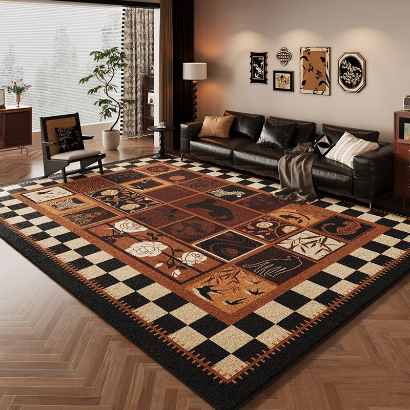 VIKAMA Antique Living Room Loop Pile Carpet Dirty Resistant Living Room Sofa Coffee Table Bedroom Bedside Rugs Home Decoration
