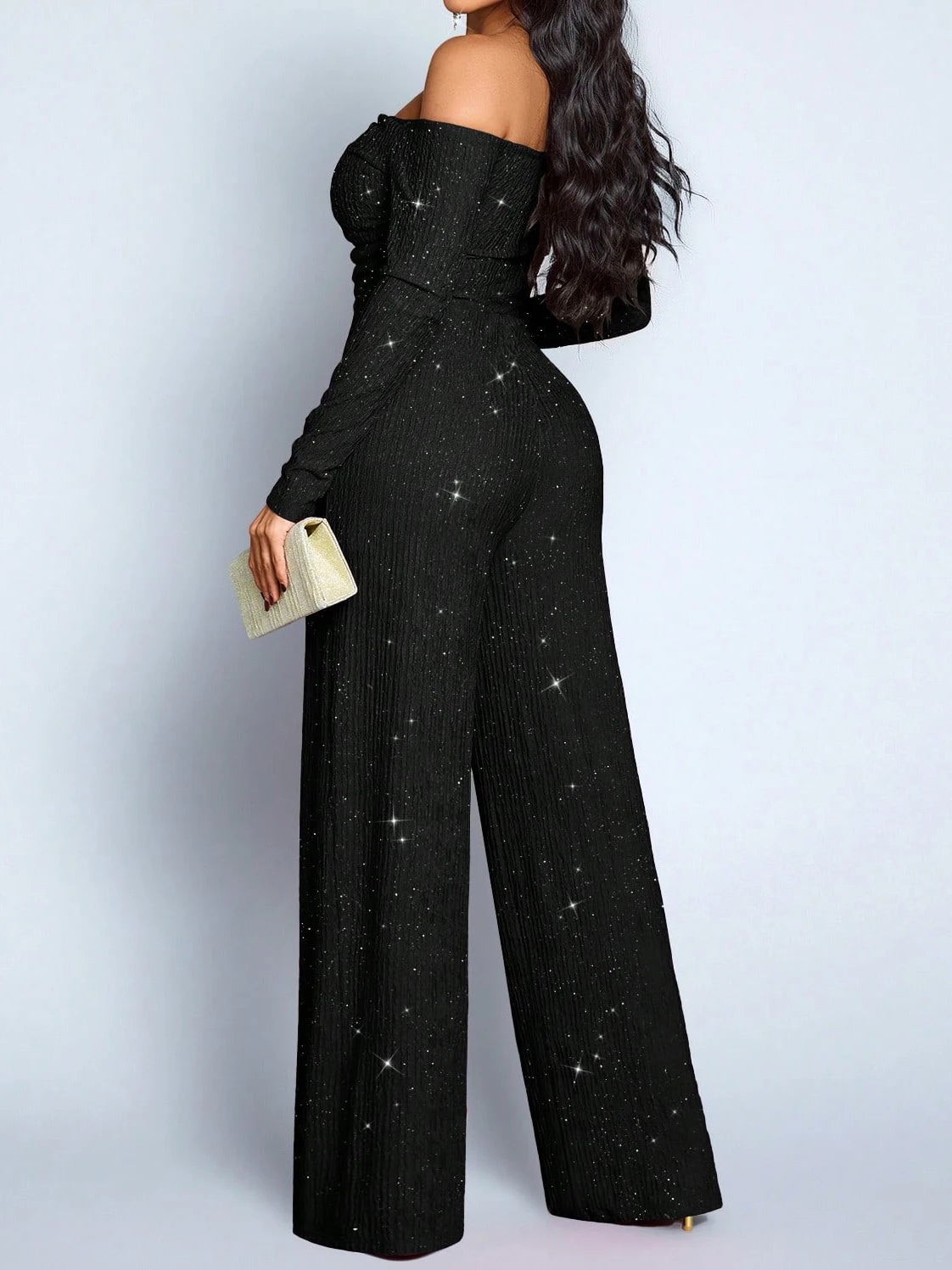 Fashion Slim Long Sleeve Jumpsuits for Women Slash Neck Folds Solid Straight Women Jumpsuit Monos Mujer Elegante