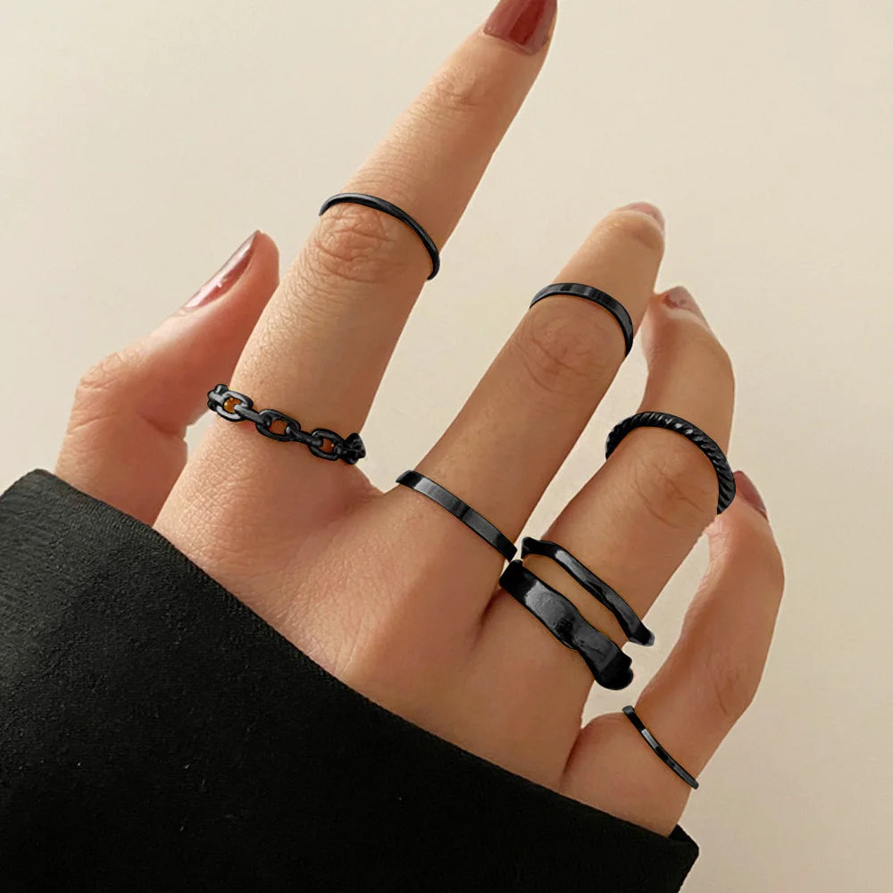 Boho Gold Color Rings Set For Women Fashion Cubic Zircon Heart Star Moon Flower Finger Rings Female Simple Trendy Jewelry Gifts