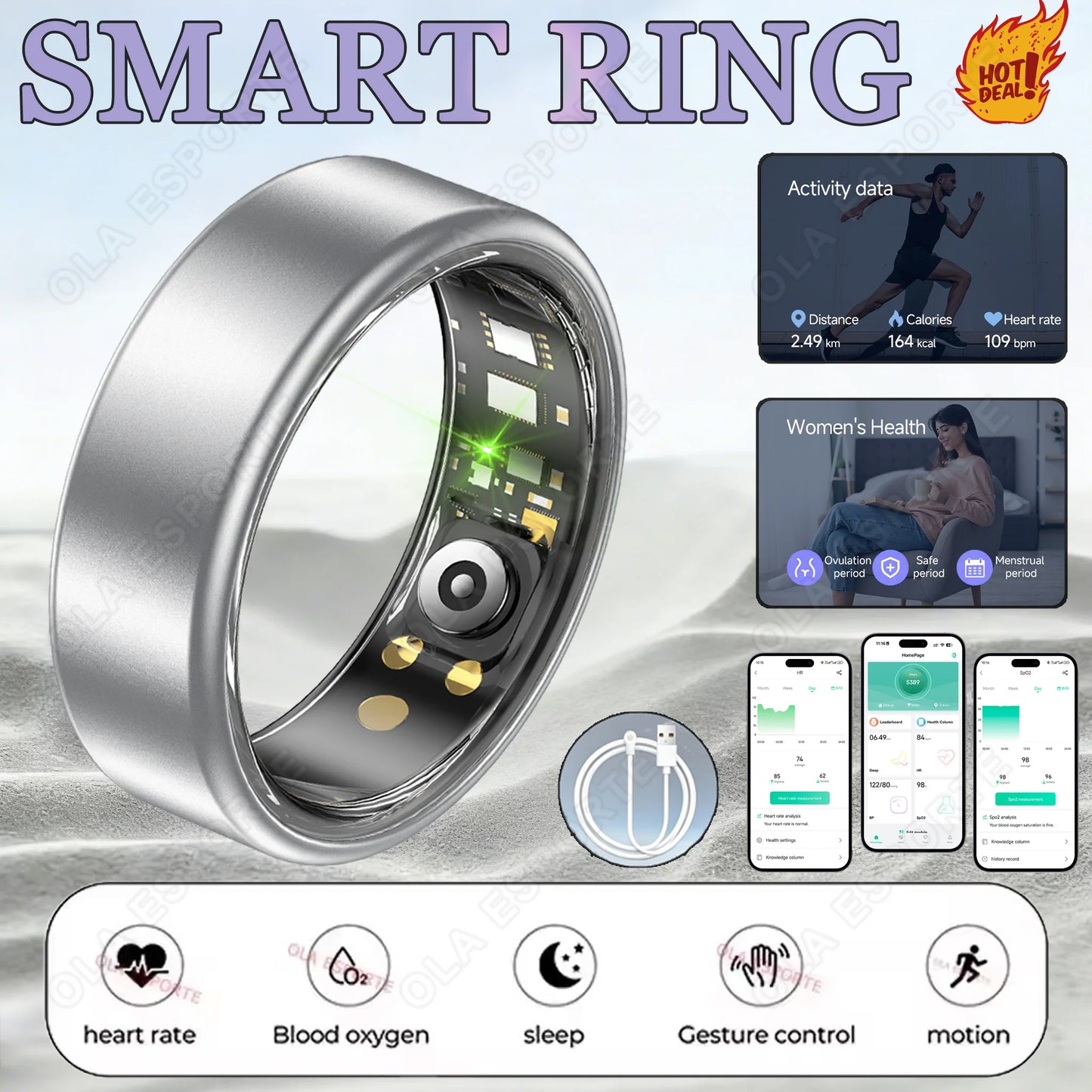 2026 Smart Ring New Technology free gifts Couple Ring for Women Men Waterproof Sport Rings Heart Rate Pressure Monitor All Size