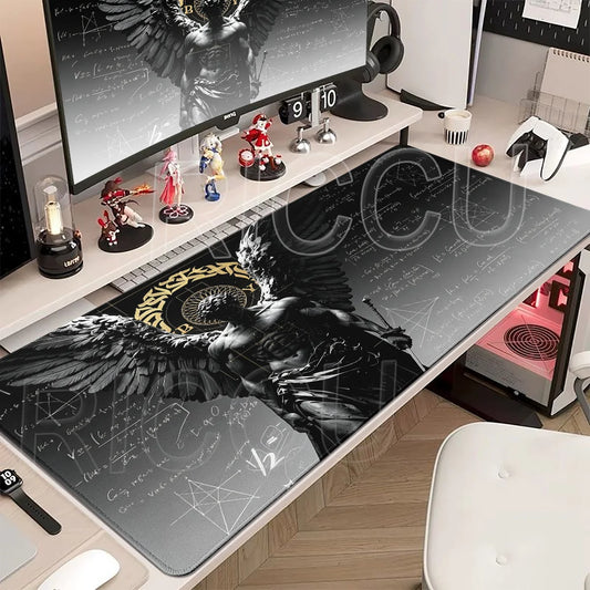 Black Majestic Sculpture Mouse Pad Large Desk Accessories Desk Pad Rubber Base Edge Mousepad Non-Slip Mousepad for Office