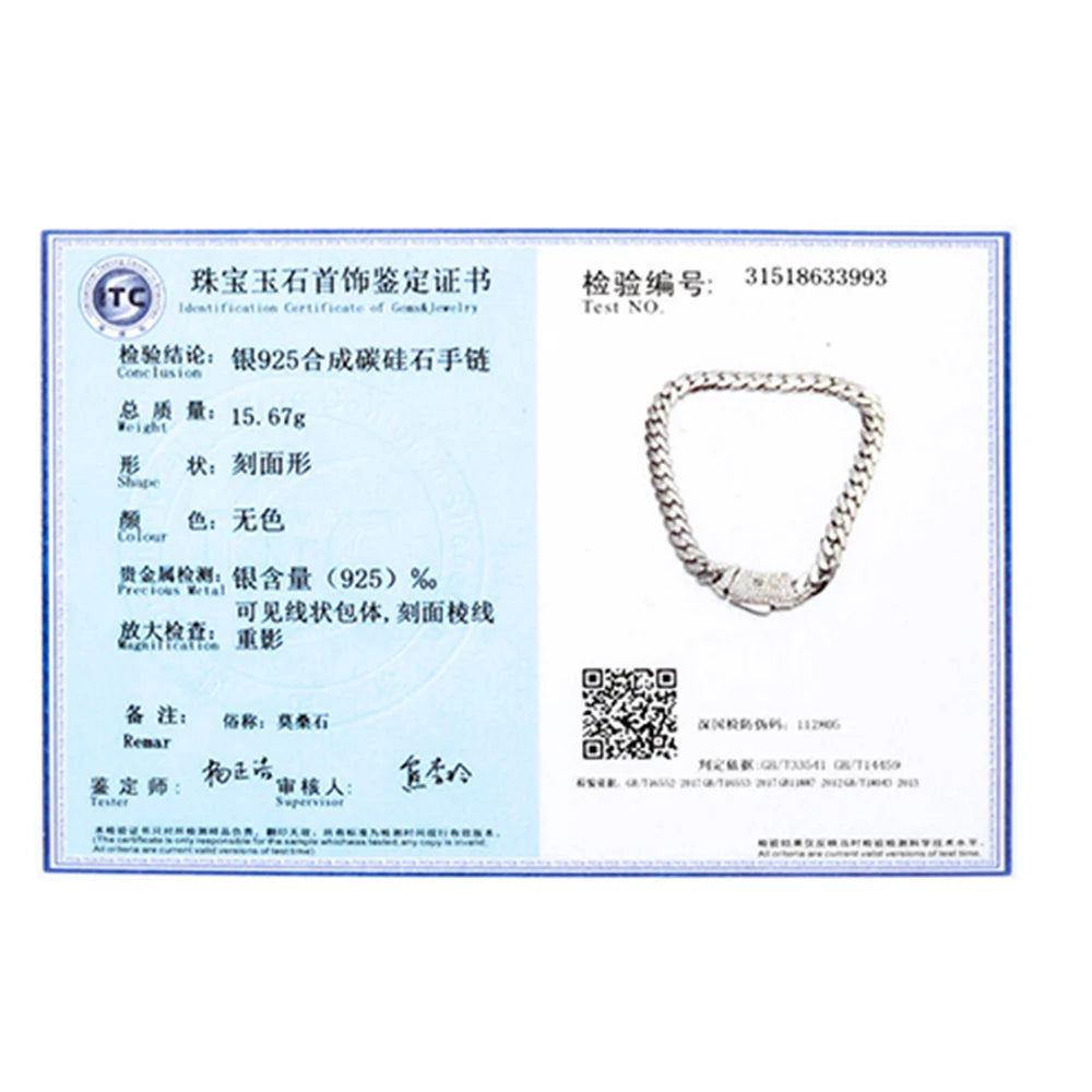 High Quality 925 Sterling Silver 6MM Cuban Link Chain Iced Out Moissanite Diamond Clasp Smooth Chain Necklace Gift for Women