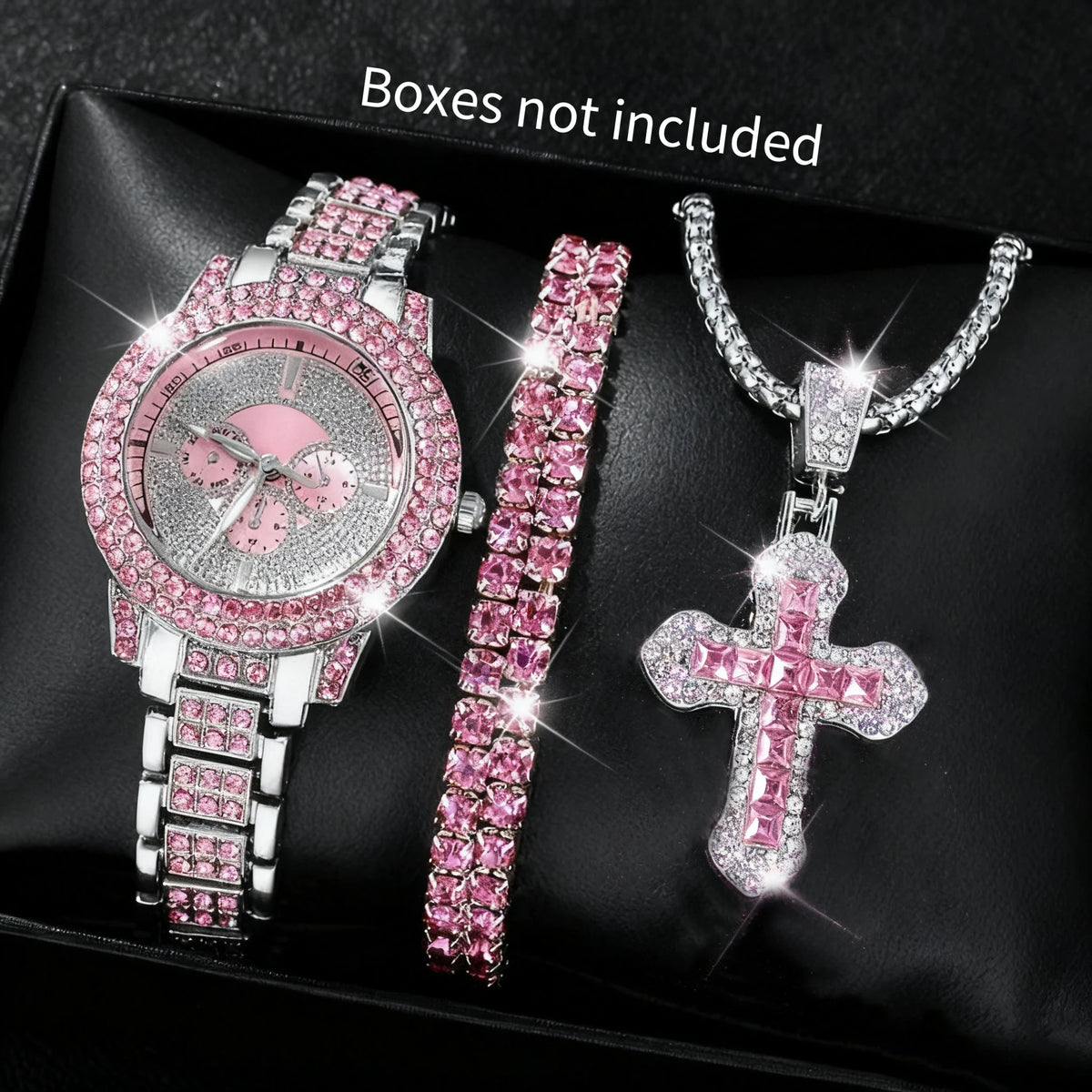 1/3PCS Luxury Rhinestone Women Watch Diamond Jewelry Set Elegant Steel Ladies Quartz Wristwatch Reloj Mujer(Without Box)