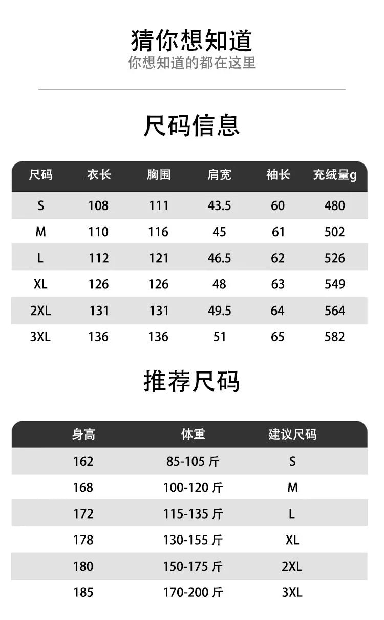 2026 New 500g+ White Goose Down Parka, Long Thick -40°C Extreme Cold Resistant Coat, Winter Gear Couple Matching Down Coat