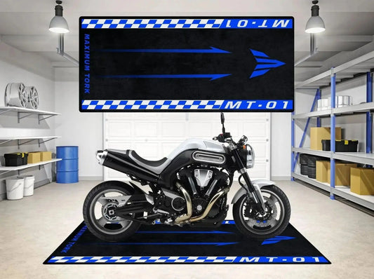 Crystal Velvet Motorcycle Mat for Yamaha R9/R6/MT-01/MT-03, Anti-Slip Garage Floor Mat, Oil Absorbent, Motorbike Parking Rug