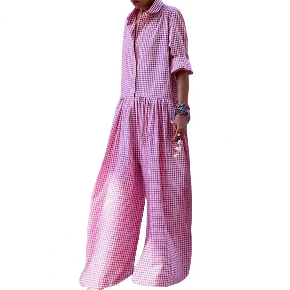 Summer Long Jumpsuit Cotton Linen Casual Jumpsuits Women 2024 New Striped Loose Maxi Jumpsuit Vacation Clothes For Women