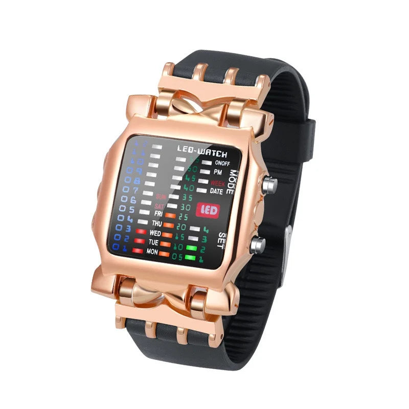 LED Watch Men Fashion Creative Crab Type Electronic Watch Luminous Binary Gift Business Style Cool Waterproof Multi Function